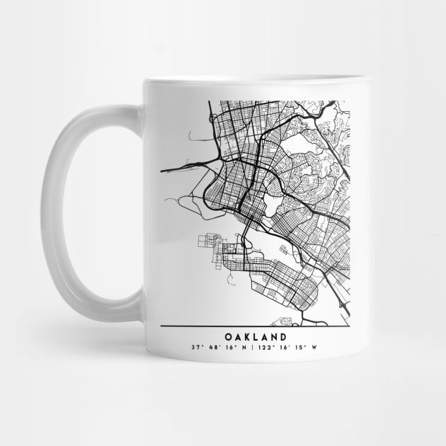 OAKLAND CALIFORNIA BLACK CITY STREET MAP ART by deificusArt